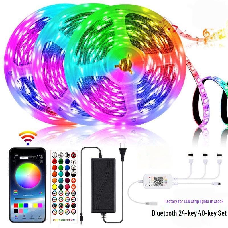 2024 Smart Bluetooth RGB LED Strip Lights with Music Control - Seven-Color TV Light Set