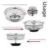 Universal Sink Strainer Odor Proof Cover Waste Drainer Sink Filter Screen Water Sink Plug Stainless Steel Floor Drain Net Cover