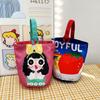 Cat Cartoon Canvas Bucket Bag Cartoon Girl Canvas Cat Shoulder Bag  Female/Children