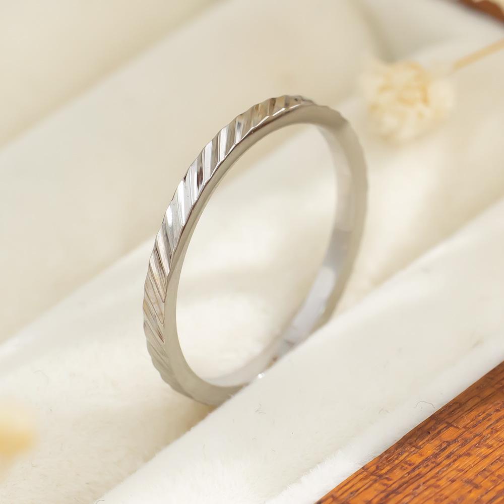 Women s Titanium Steel Diamond Ring: Colorfast, Lightweight Luxury, Trendy Thin Band