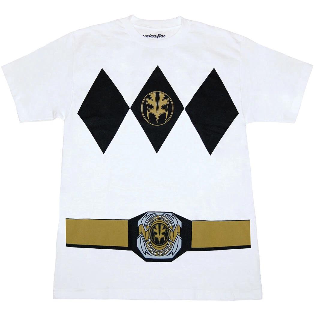 Power Rangers White Ranger with Belt Costume 100% Cotton T-shirt Mens Tees Top S