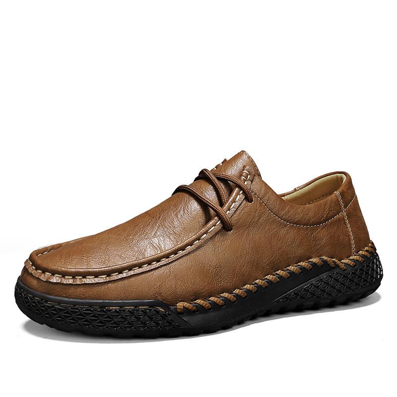 Handmade Men's Soft Sole Leather Loafers - Winter Casual Flat Large Size