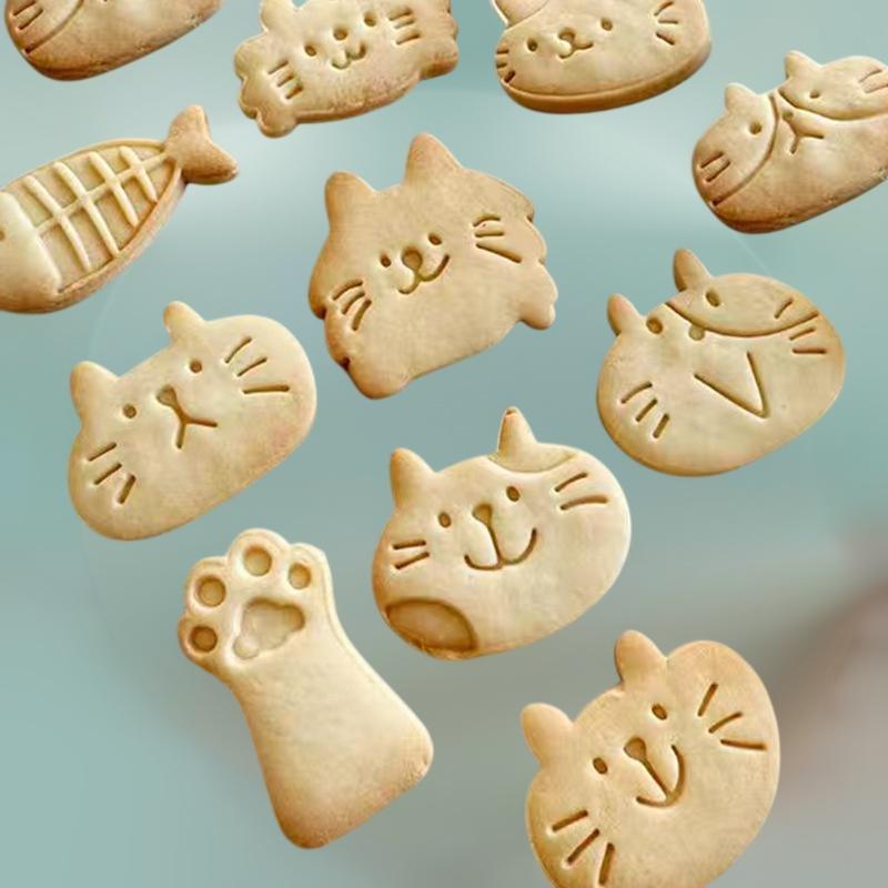 Cartoon Cat Fish Shape Cookie Stamps Cat Paw Biscuit Embossers Molds Fondant Cake Decoration Tools Outdoor Tableware