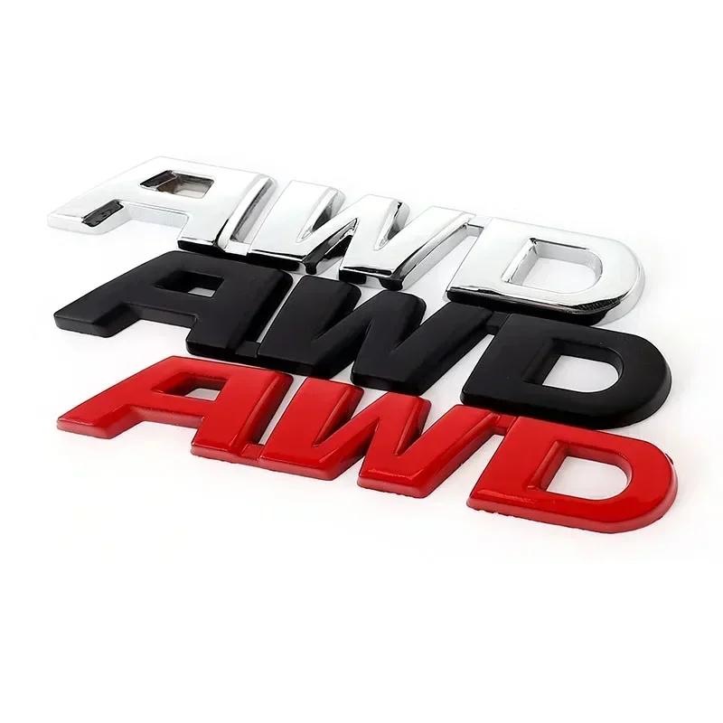 3D Metal AWD Letters Rear Trunk Fender Emblem Badge Sticker Decals For Honda CRV HRV Highlander Car Styling Accessories GI7