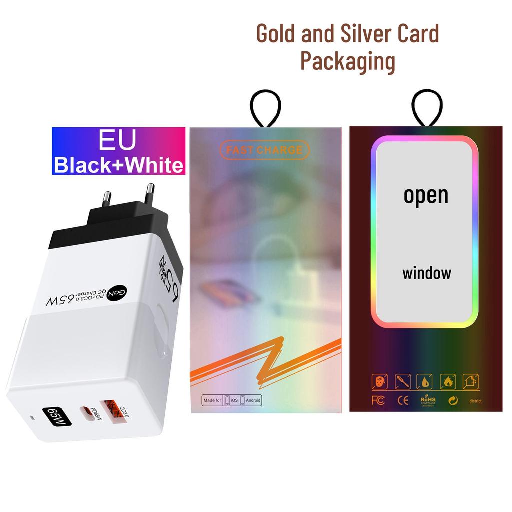 PD 65W GaN Fast Charger with QC3.0 for Phones & Tablets - European Standard