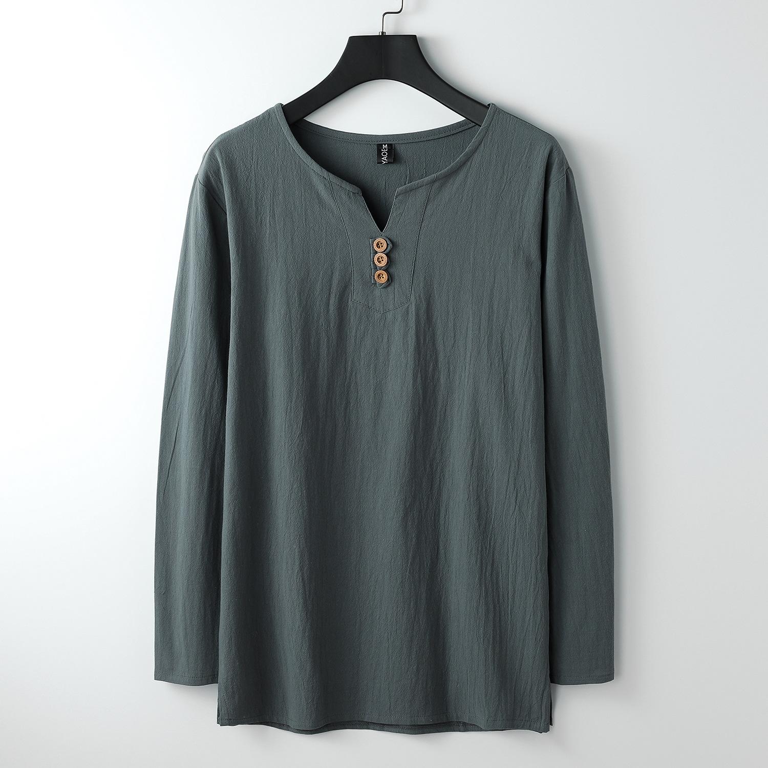 

Летний кардиган, мужская футболка с длинными рукавами, хлопковая повседневная мужская рубашка, дышащая 9XL серый