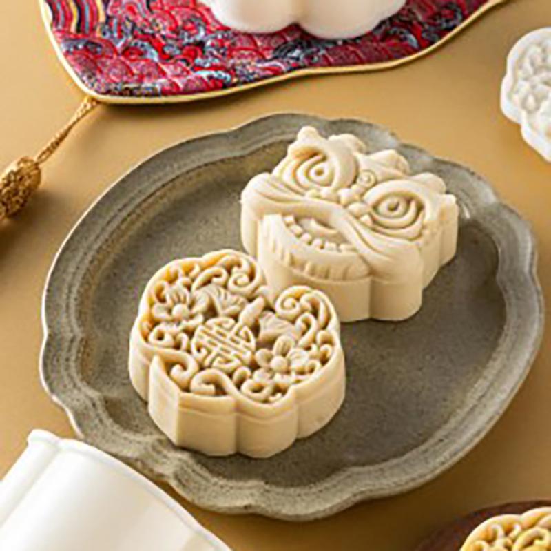 2 stk 75G Kjekstempel Kinesisk År Månekakeformsett Drage Ru Yi DIY Håndpresse Fondant Bakverk Husholdnings Kjøkkenverktøy Selskap