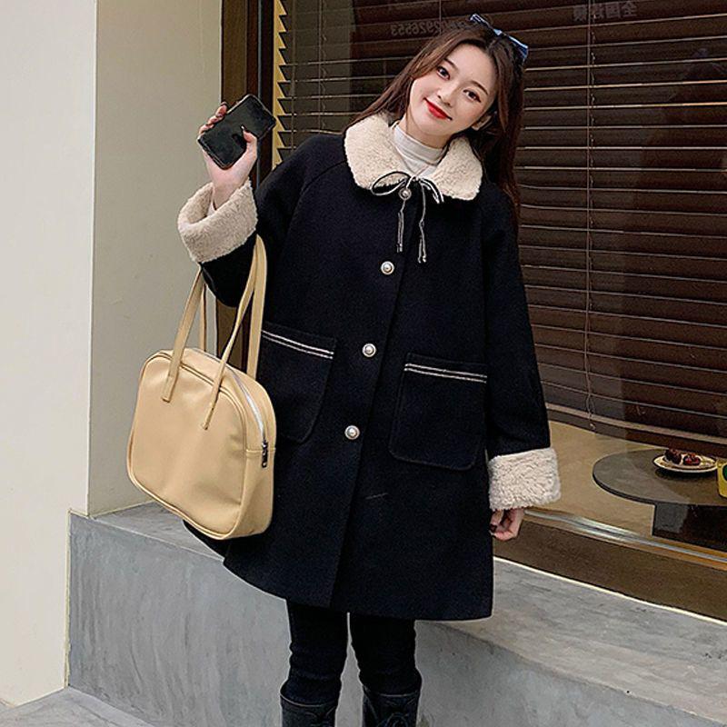 Hepburn Style Women's Tweed Coat - Autumn/Winter Loose Fit, Trendy Fragrance-Inspired Thickened Outerwear