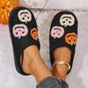 Unisex Halloween Pumpkin Indoor Cotton Slippers for Autumn and Winter, Warm Closed-Back Design