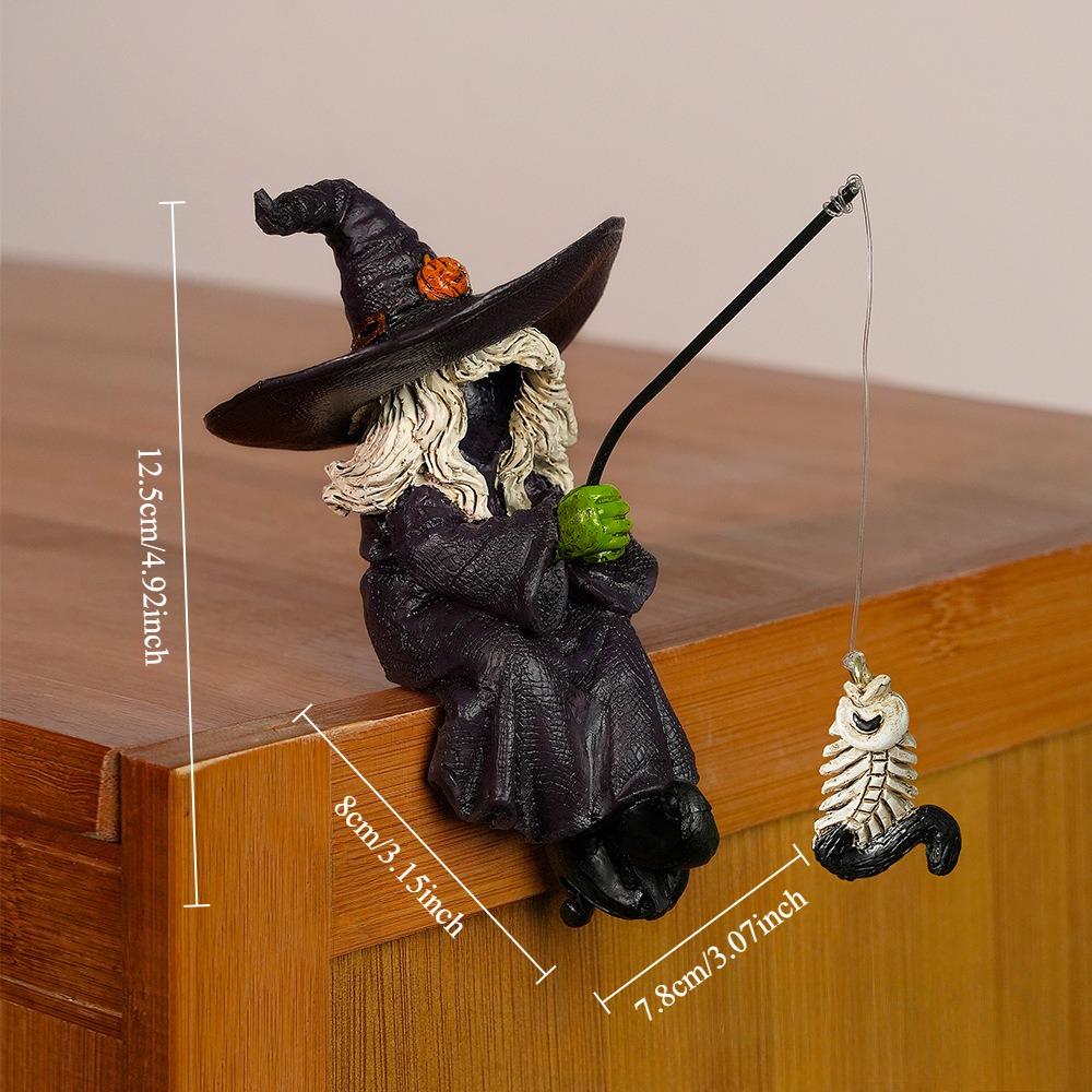 

Halloween Decoration Fishing Witch Statue, Mini Resin Witch Figurines, Outdoor Yard Lawn Pond Pool Riverside Landscape Ornaments