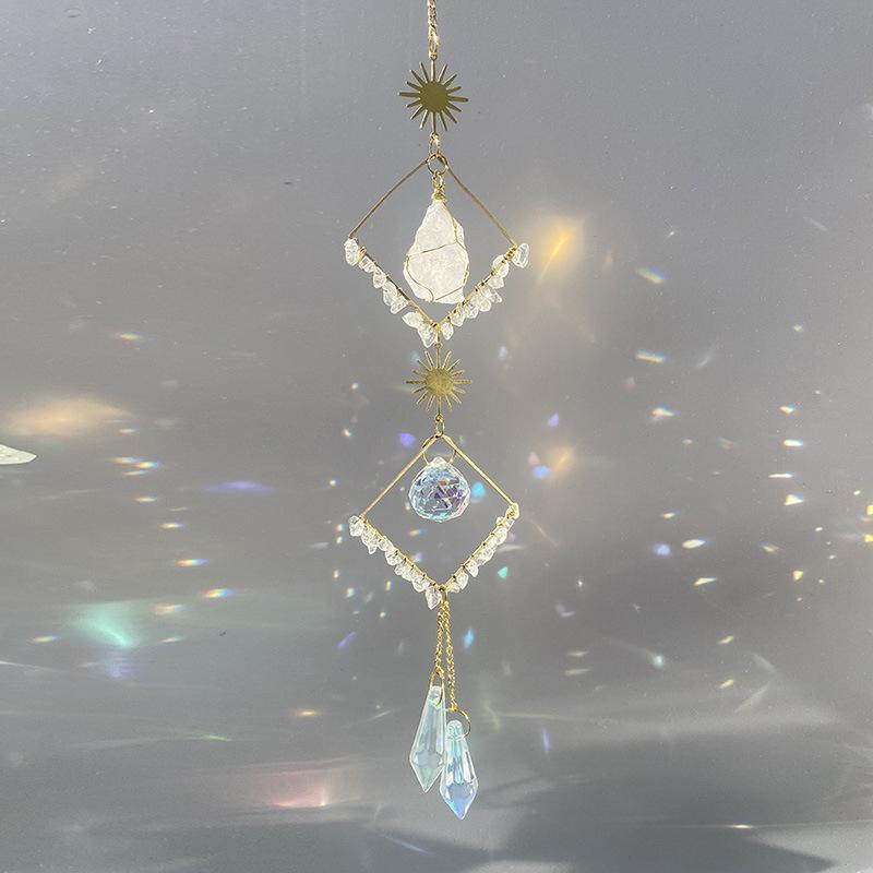 Crystal Suncatchers with Chain Rainbow Maker Crystal Prisms Decor Hanging Moon Wind Chimes for Home Garden Party Wedding Ornament Gift Mother