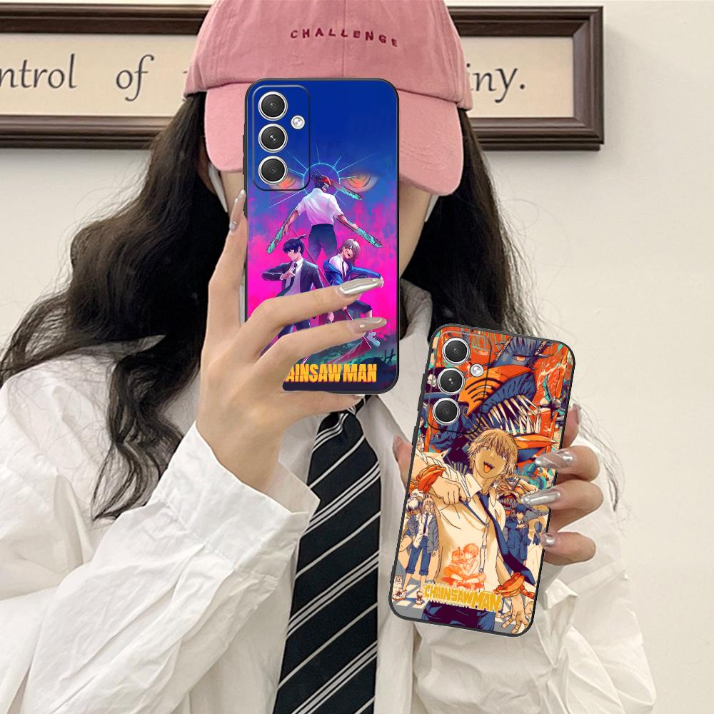 Chainsaw Anime Man Mobile Phone Case for Samsung Galaxy S25 S24 S23 S22 S21 S20 Note20 Plus FE Ultra Colour Protective Cover