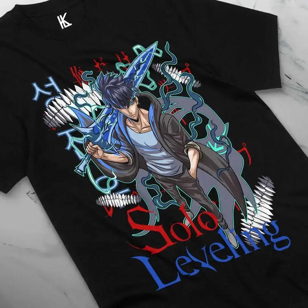 Solo Leveling Arise Schatten Anime T-Shirt Herren Damen Sung Jin-woo Kurzarm Übergroß Locker Baumwolle Herrenbekleidung Top T-Shirts
