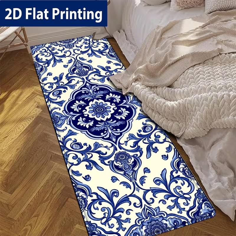 Japanese Style Floral Cherry Blossom Runner Rug Boho Asian Botanical Non-Slip Floor Carpet Oriental Home Decor Long Hallway Rug