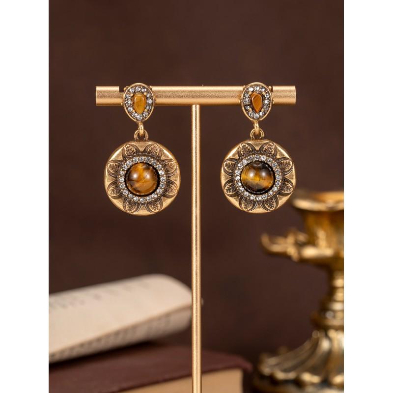 Винтажные серьги-подсолнухи в дворцовом стиле, персонализированный средневековый набор высокого класса, бирюза