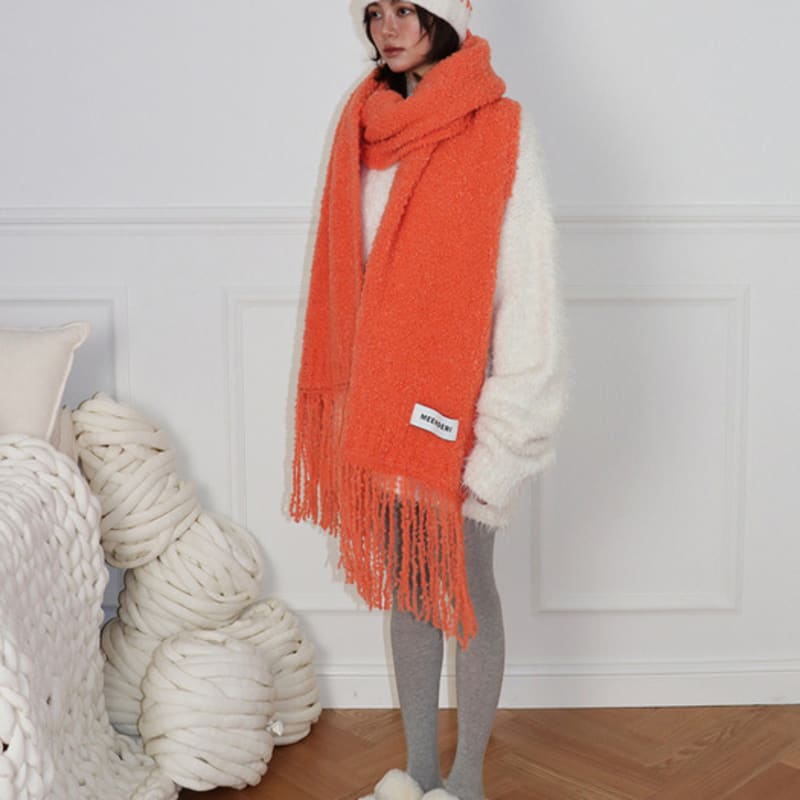 MEENDERI ALPACA KNIT LONG MUFFLER - ORANGE