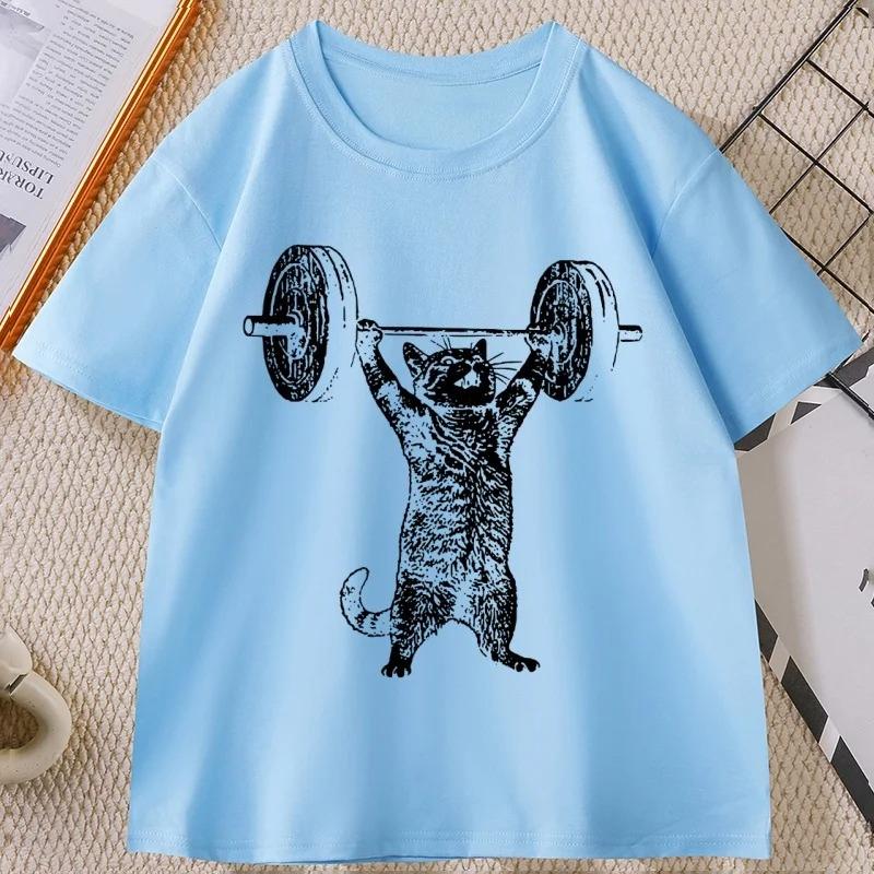 Divertente Maglietta da Palestra per Gatti Unisex Maglietta da Allenamento per Gatti Unisex Maglietta da Palestra Vintage Casual Girocollo Manica Corta Streetwear