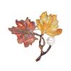 Women Brooch Maple Shape Enamel Oil Dripping Faux Pearl Decor Retro Anti-slip Polished