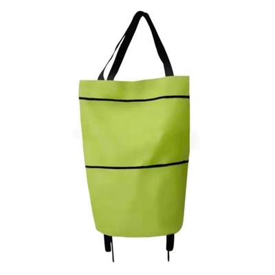 Groene Opvouwbare Boodschappentas met Wielen Effen Kleur Uitbreidbaar Oxford Doek Wielen Opvouwbare Boodschappen