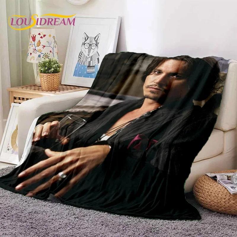Manta Suave de Franela HD con Impresión 3D de Johnny Depp para Camas Dormitorio Sofá Picnic, Manta Ligera para Cubrir Aire Libre Ocio Regalo