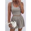 2023 Summer Women's Sweet Style Knit Sleeveless Casual Solid Color Suit