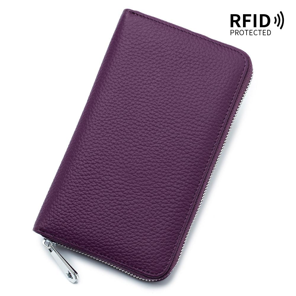 

Passport bag Zipper Multifunctional family passbook bag Japanese style, long female lychee pattern solid color wallet фиолетовый