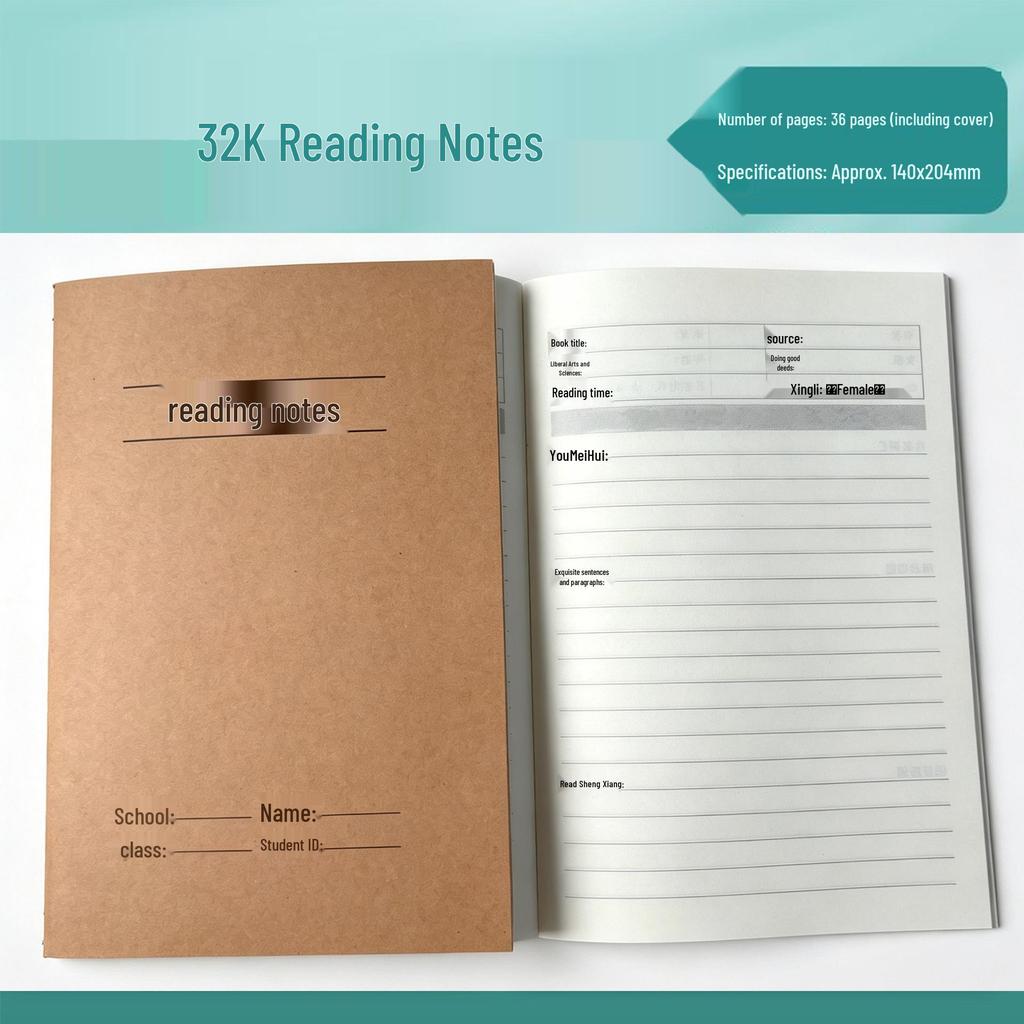 32k Kraft Paper Notebook: Stitch-bound Homework, Error Correction, and Reading Notes Book