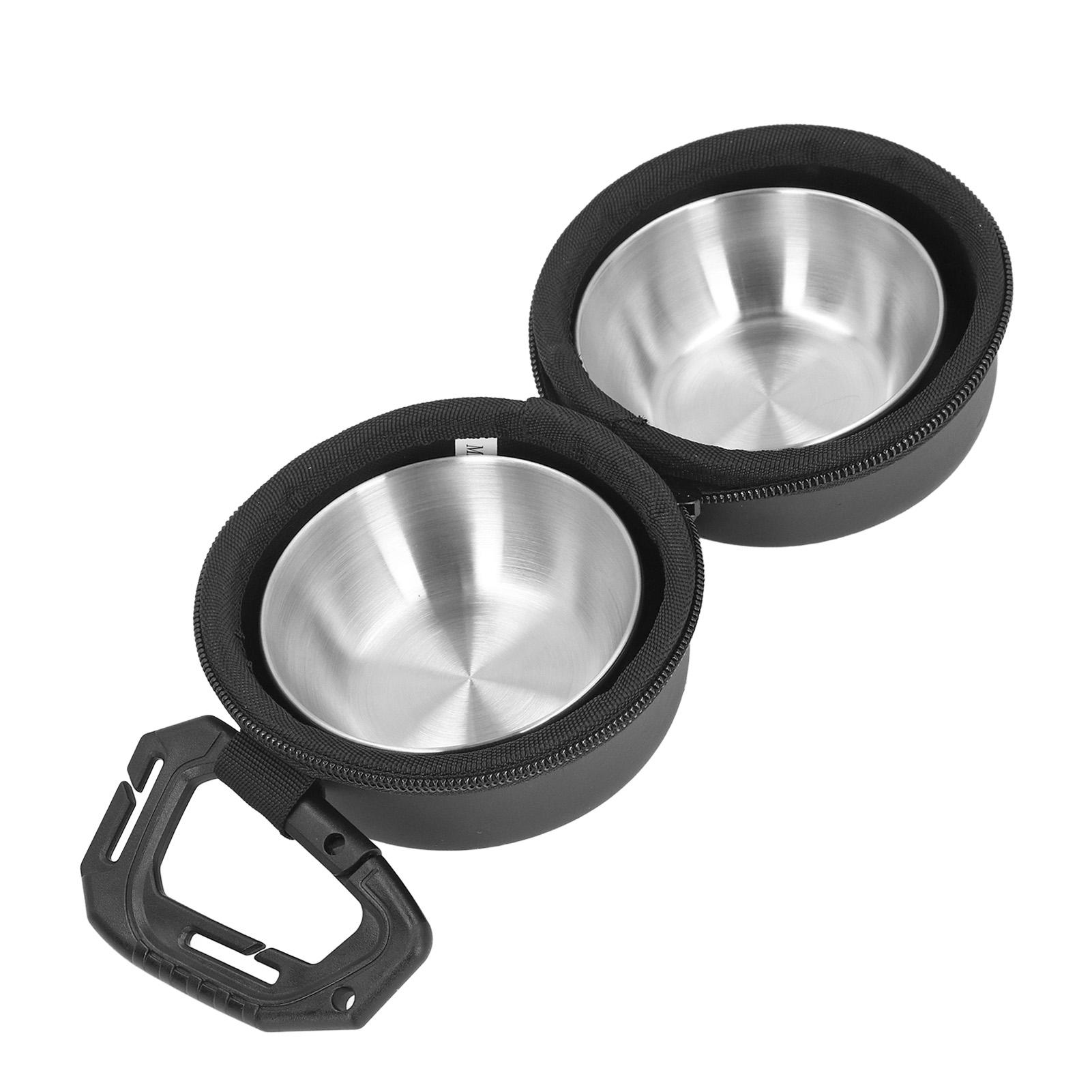 

Double Dog Bowls Set, Stainless Steel Travel Bowls, Food Bowl with EVA Hanging Bag, Non-Slip Bowl for Walking, Camping, Hiking, Travel and Outdoor