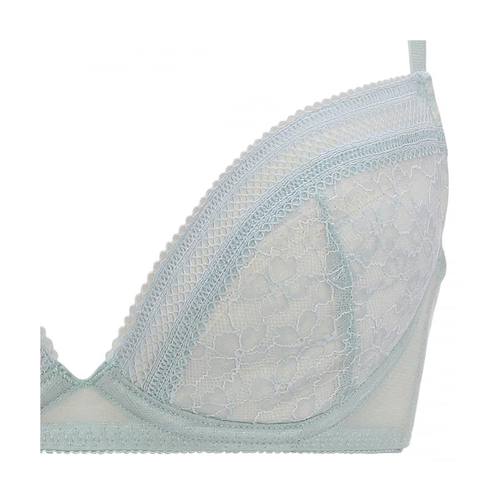 AMOSTYLE BY Triumph Entry Collection Bra Panty Set M007 D70M Push-Up & (Moisture Flower) Women's (Blue)