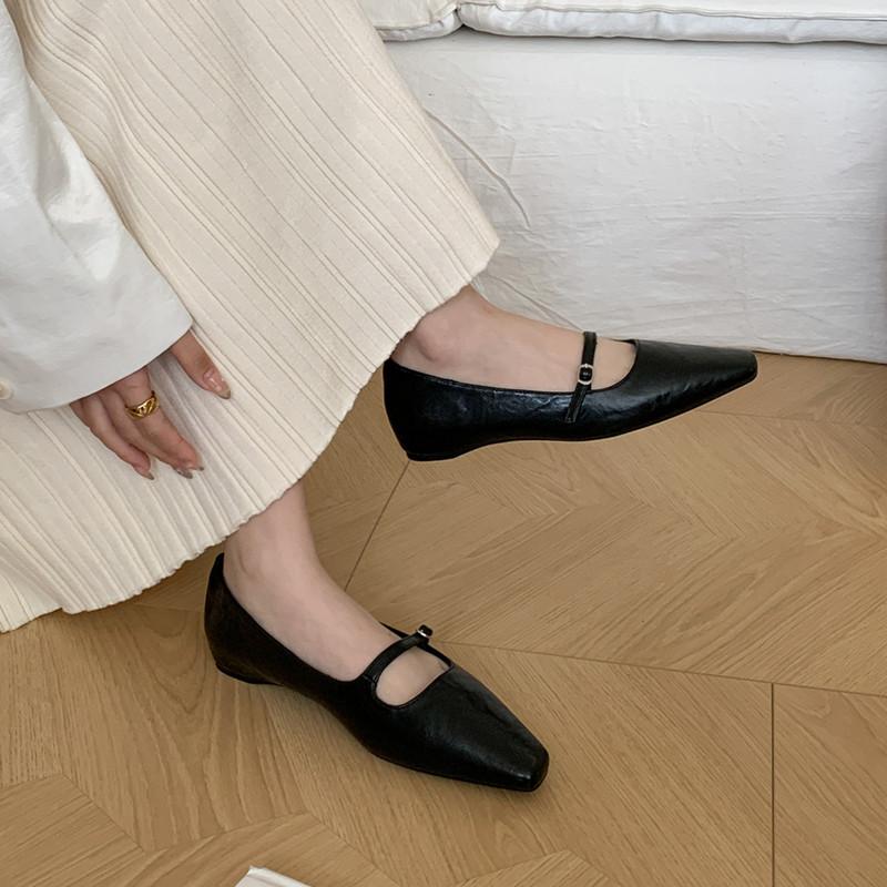 Fashion Bailamos Brand New Women Flat Shoes Fashion Square Toe Shallow Ladies Mary Jane Ballerinas Flat Heel Casual Ballet Shoes