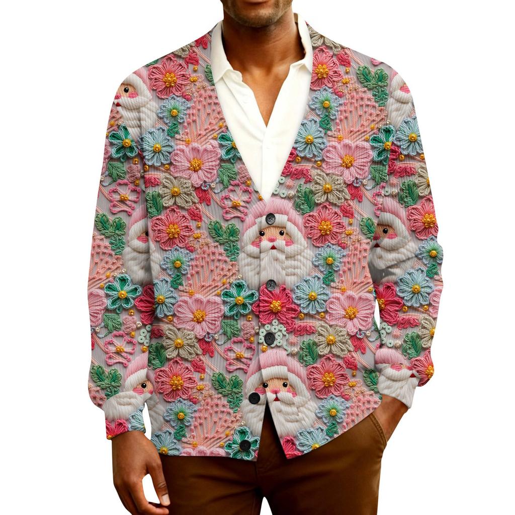 Herre Cardigan med lange ermer i ribbestrikk