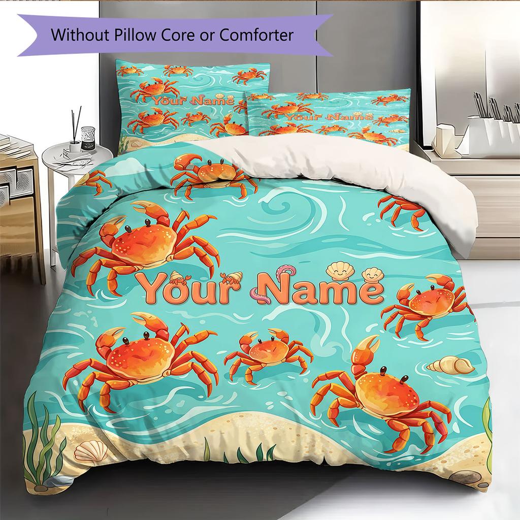 Custom Name,Nautical Ocean Pattern Bedding Home Decoration Birthday Gift ( 1 Duvet Cover + 2 Pillowcase, Without Core),fan Merchandise.