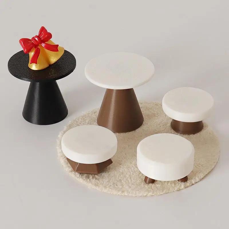 4Pcs Dollhouse Simulation Table Model Ornament Handmade Diy Stool Scene Home Decoration Mini Toys Doll House Accessories