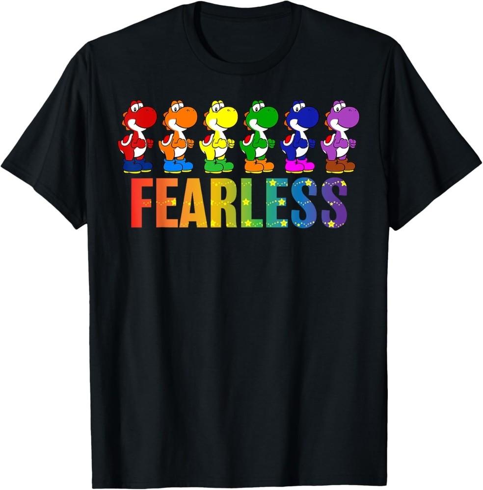 Super Mario Bros Pride Yoshi Fearless Rainbow Line Up T-Shirt XL