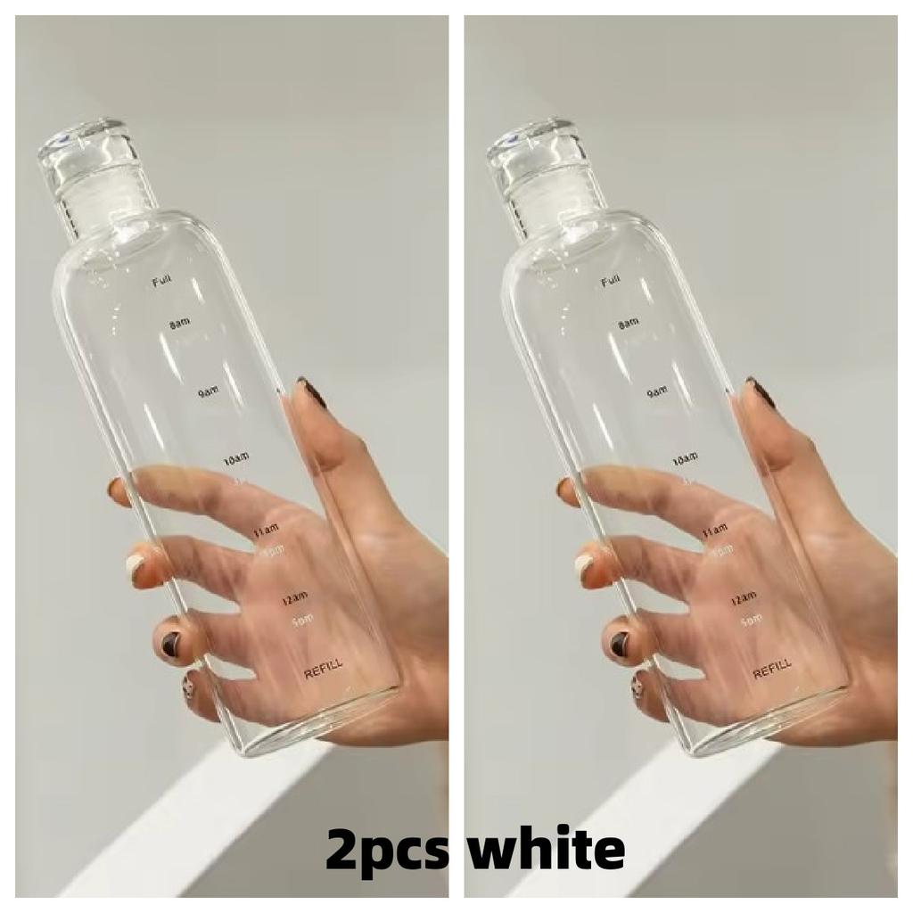 Water Cup Sport Water Bottle With Time Scale Couple Plastic Portable Water Container Outdoor Water Bottle Car Mounted Transparent Plastic Cups
