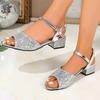 Dámské sandály nadměrné velikosti 2025 Nová letní móda Flitrované cool boty Dámské venkovní nošení Sandály na silném podpatku Dámské Sandalias De Mujer