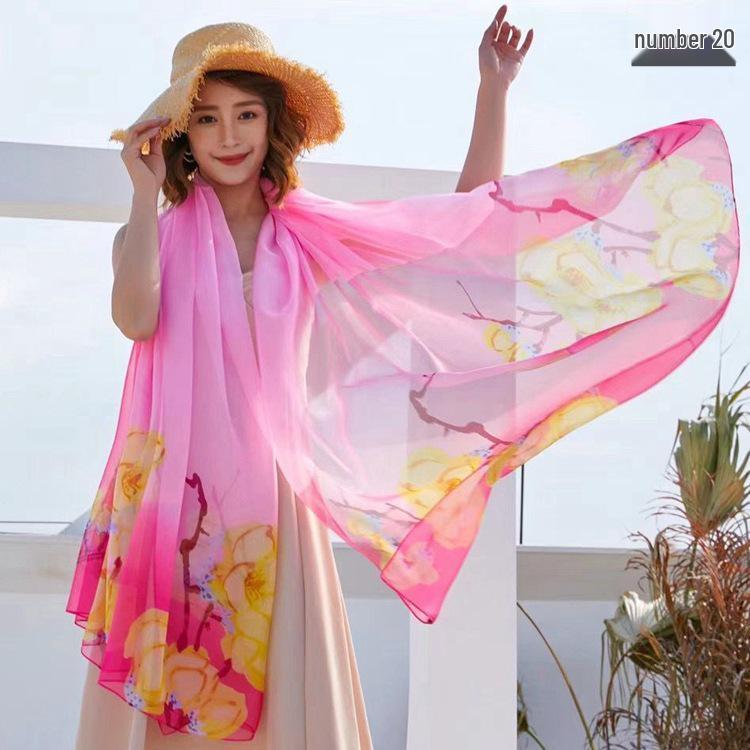 Women's Chiffon Scarf - Lightweight, Printed Sun Protection for Spring, Summer, Fall - Versatile Beach Shawl