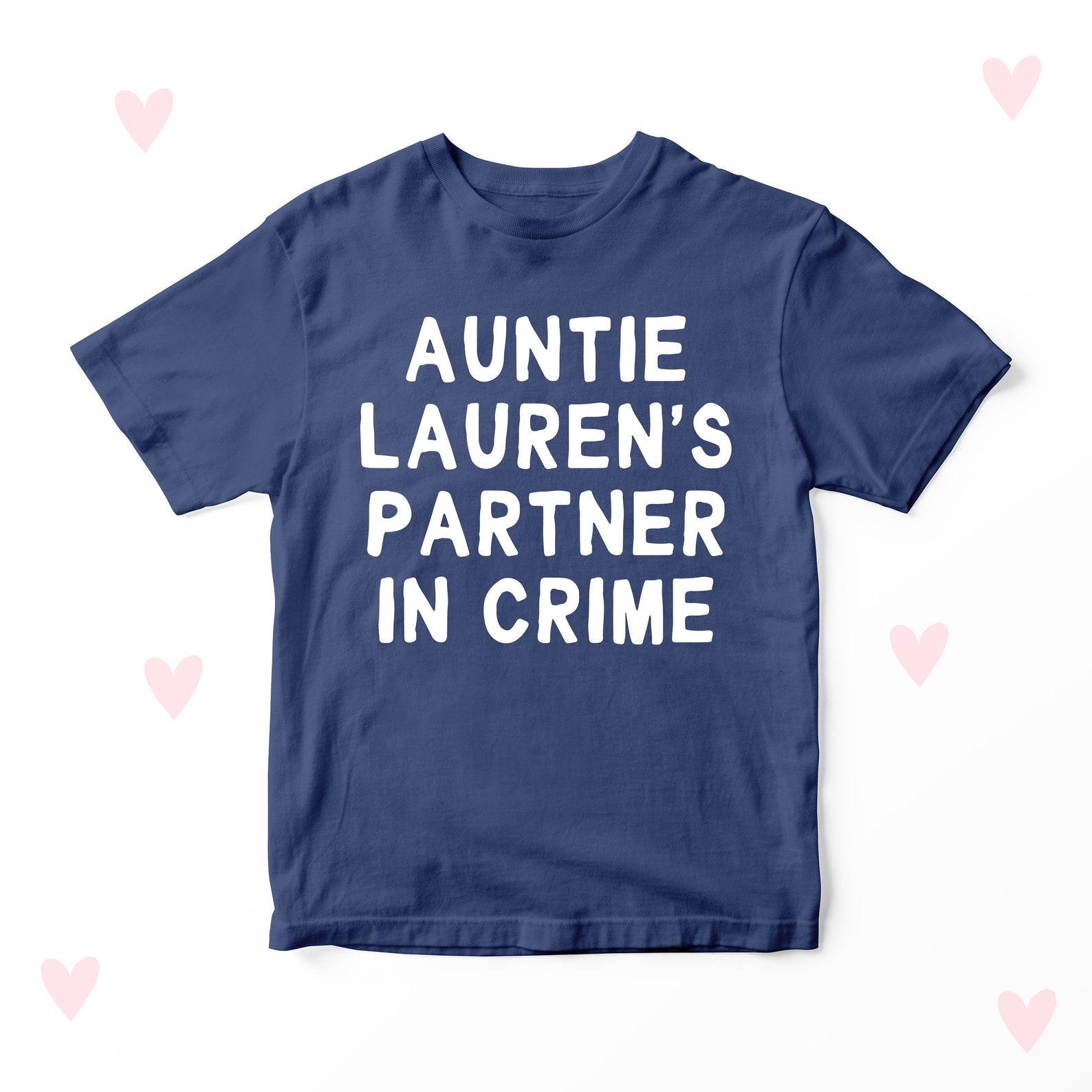 Aunty Partner In Crime Kids T-shirt Funny Personalised Birthday Niece Nephew Gifts Clothing 120