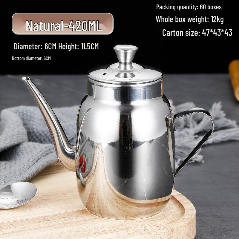 Stainless Steel Oil & Vinegar Pot with Lid for Kitchen & Restaurant Use