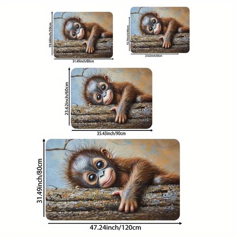 1Pcs Anti Fatigue Kitchen Rugs, Monkey Print Waterproof Non-Slip Thick Cushioned Kitchen Mat Heavy Duty Comfort Standing Mat for Kitchen