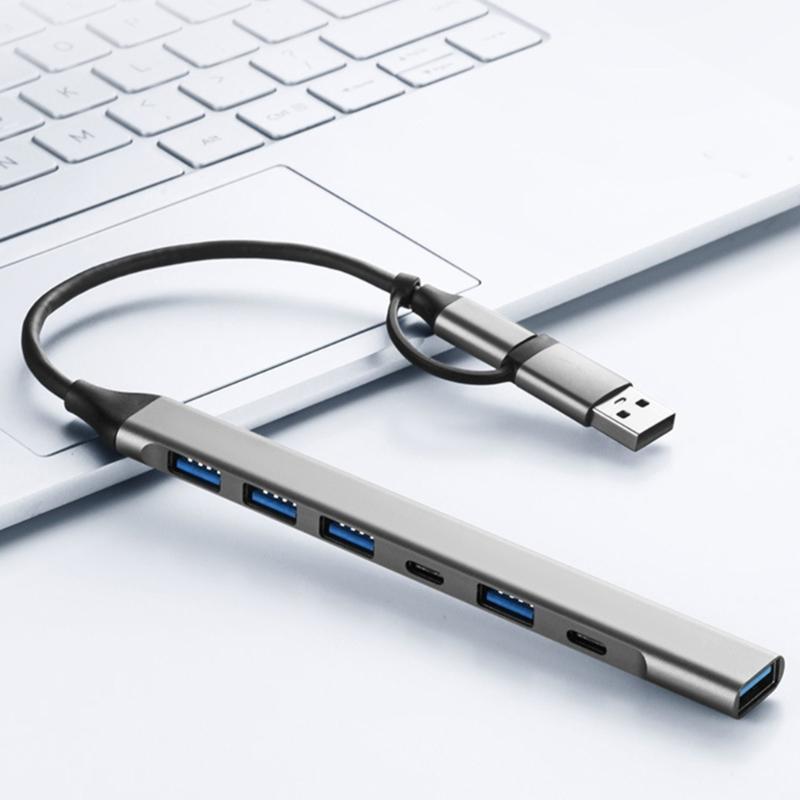 USB3.0 Hubs With 7/4 Port USB A/C Adapters Fast Charging Metal Housing Plugs Play for Laptop Computer