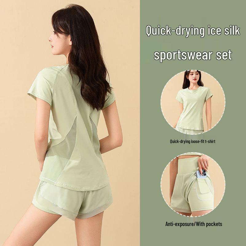Women's Ice Silk Quick-Dry Yoga Morning Run Suit - Summer 2025