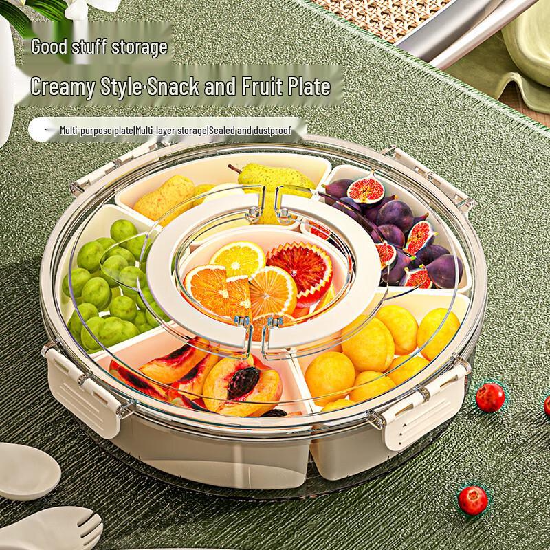 Moisture-proof Rotating Six-Compartment Dry Fruit Plate