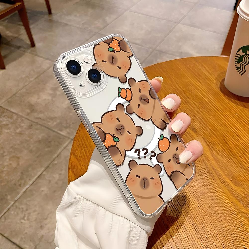 

Funny Cartoon cute capybara Magsafe Magnetic Phone Case for Samsung Galaxy S24 S23 S22 S21 S20 FE Plus Ultra 5G Soft Clear Cover Samsung S22