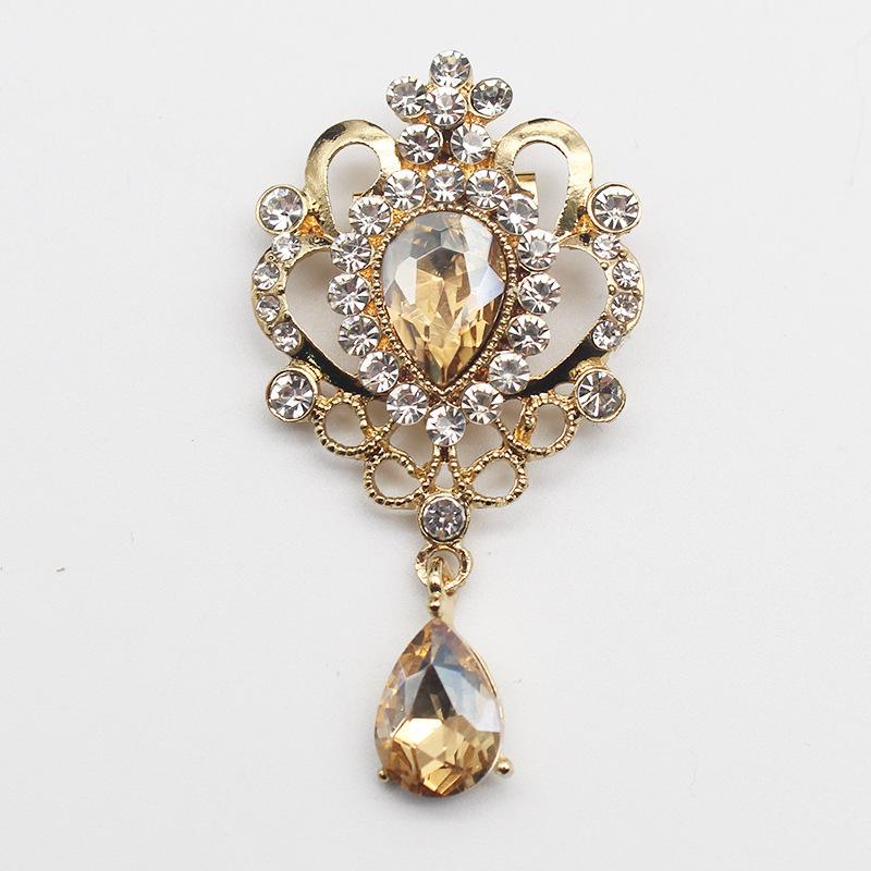 

Новая золотая ретро хрустальная брошь, украшение из страз в форме капли воды, одежда может быть высококлассным легким роскошным брошью