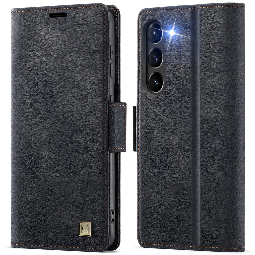 For Samsung Galaxy S23+ Case AUTSPACE A11 RFID Blocking Retro Leather Cell Phone Wallet Cover