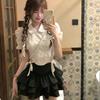 Korean-Style Summer Women's Two-Piece: Bow Tie Strap Top & Waist-Cinching Lace Ruffle Skirt