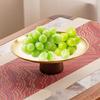 Stainless Steel High Footed Cake Storage Tray Appetizer Platter Fruit Display Plate Household Wood Base Snacks Pans