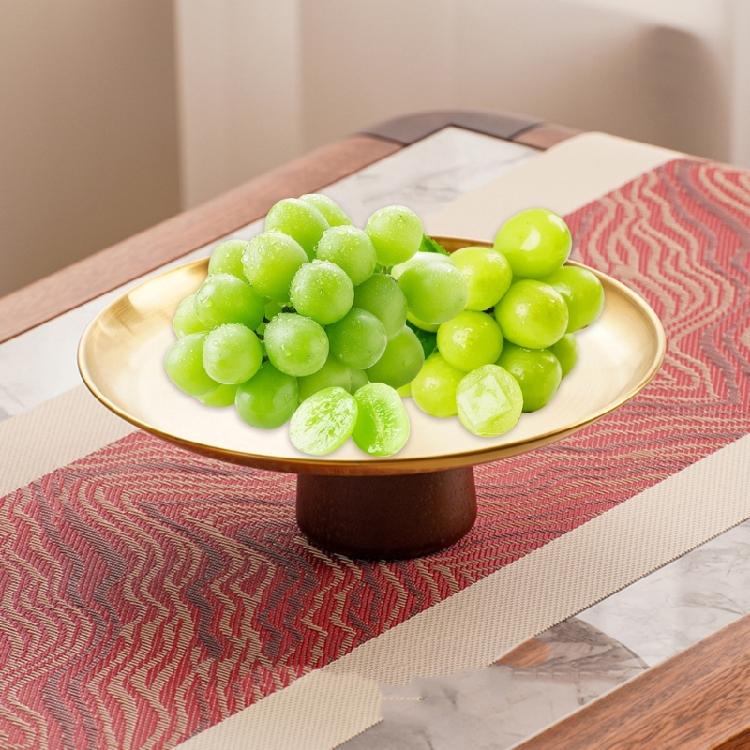 Stainless Steel High Footed Cake Storage Tray Appetizer Platter Fruit Display Plate Household Wood Base Snacks Pans