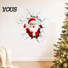 Indoor Outdoor Holiday Decor 3D Santa Claus Wall Sticker, Realistic Breaking Decal for Christmas Decoration, Festival Atmosphere Decoration Waterproof